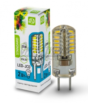 Лампа светодиодная LED-JC-standart 2Вт 160-260В GY6.35 4000К 150 Лм ASD