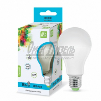 Лампа светодиодная LED-A60-standart 15Вт 160-260В Е27 4000К 1200Лм ASD
